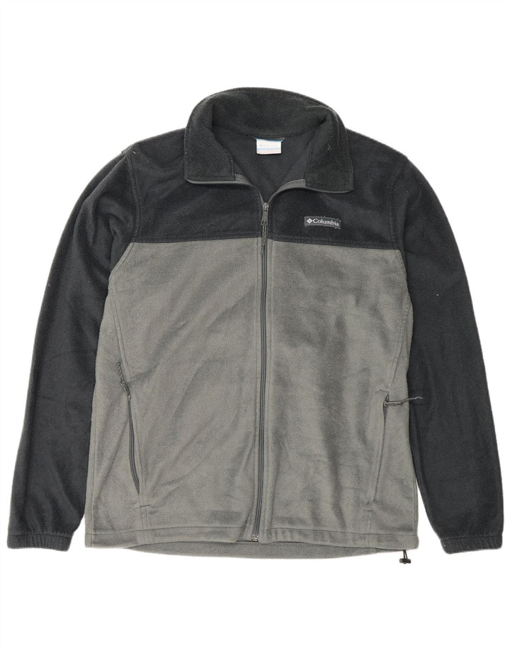 Jaqueta Columbia Masculina de Lã UK 40 Grande Poliéster Colourblock Cinza