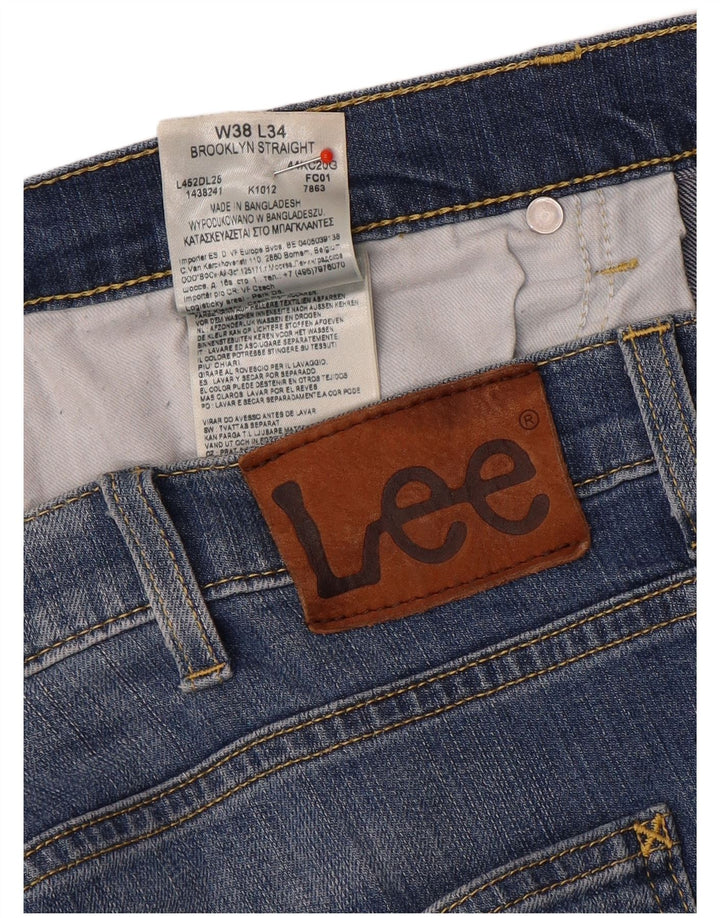Lee Mens Brooklyn Straight Jeans W38 L29 Azul Algodão