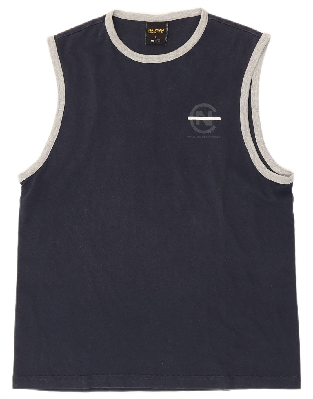 Colete gráfico masculino Nautica top pequeno algodão azul marinho
