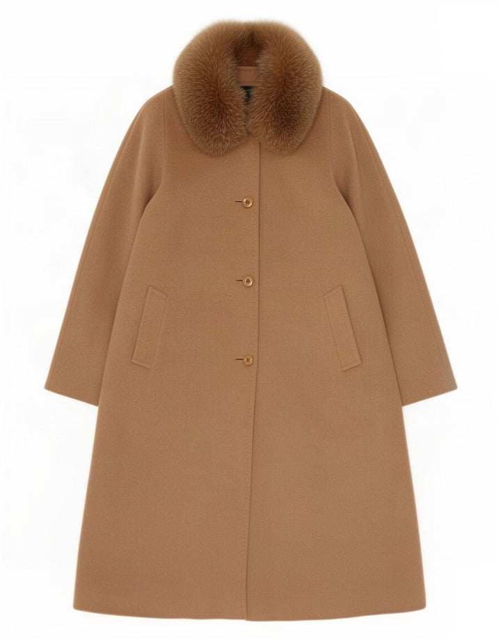 Sobretudo feminino Cinzia Rocca oversized UK 18 XL lã marrom