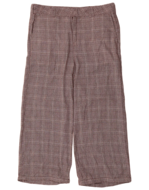 Dickies Womens Relaxed Fit Cropped Trousers US 14 XL W34 L26 Brown Plaid