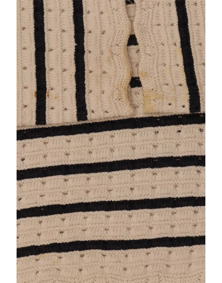 Suéter feminino Marks & Spencer com gola redonda e listrado branco médio UK 12