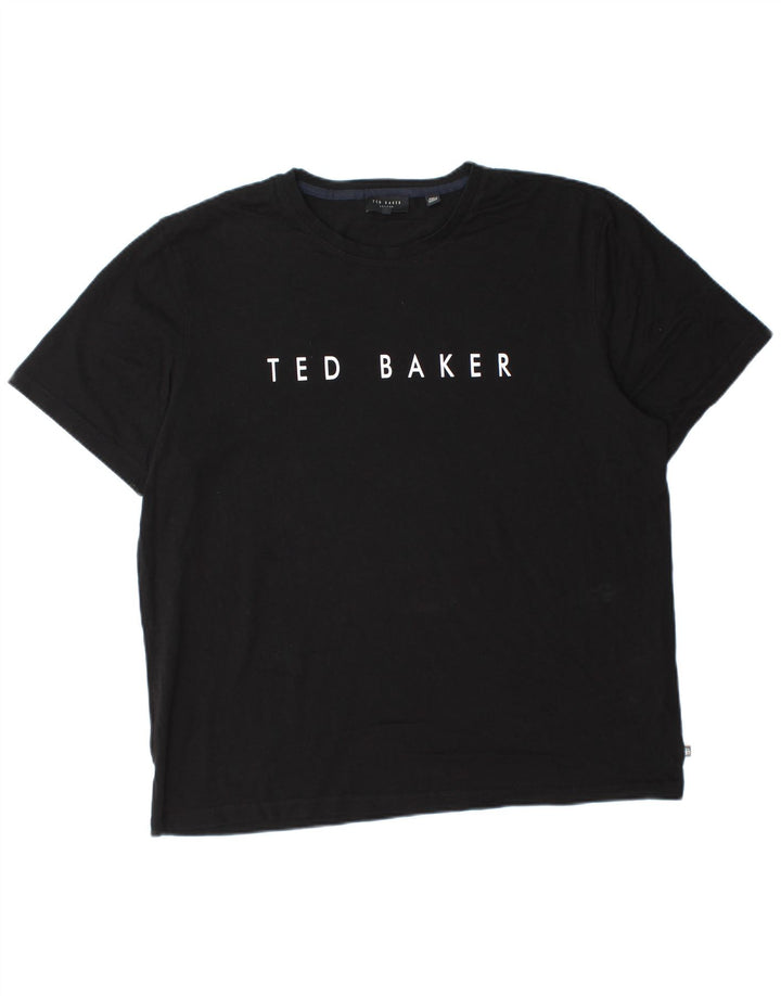 Camiseta gráfica masculina Ted Baker tamanho superior 5 XL algodão preto