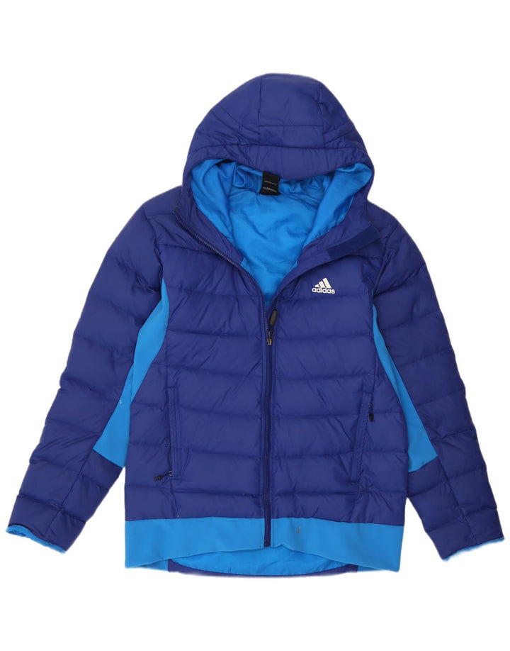Adidas Mens Jaqueta Acolchoada Com Capuz UK 40/42 Médio Azul Colourblock