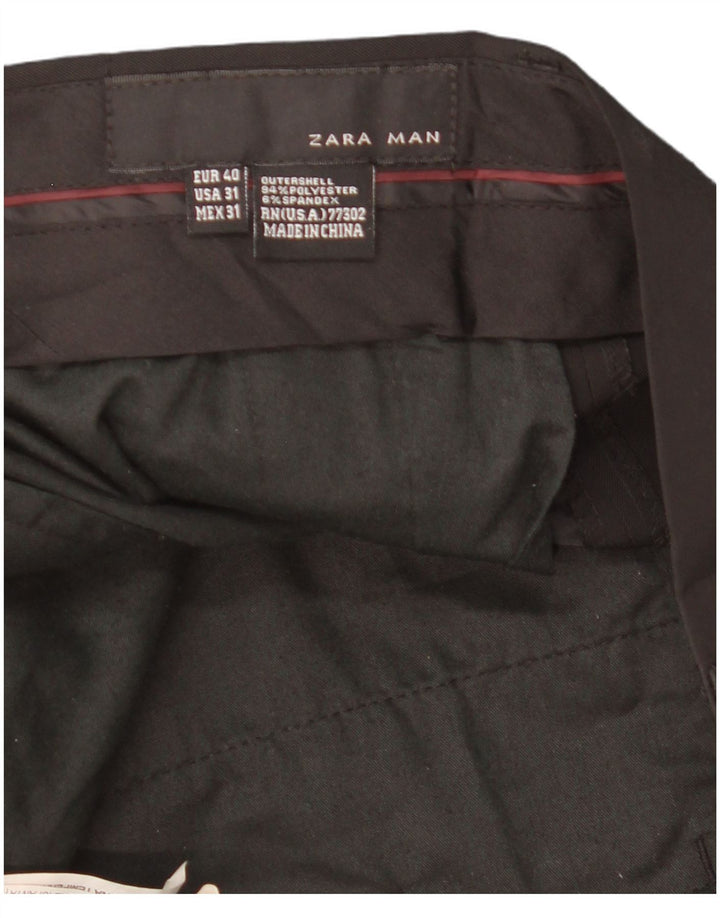 Calça chino reta masculina ZARA EU 40 médio W31 L34 poliéster preto