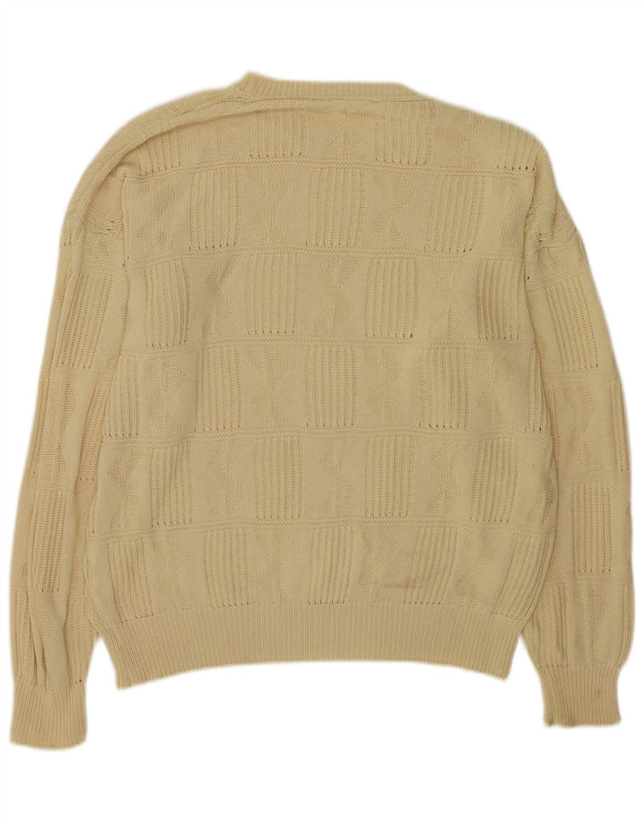 Suéter vintage masculino com gola redonda XL amarelo
