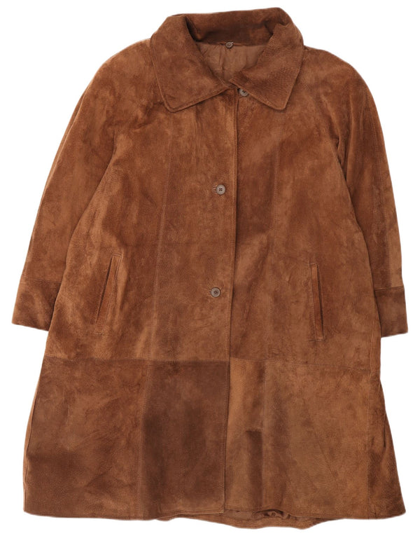 Sobretudo feminino de camurça Conbipel UK 18 XL couro marrom