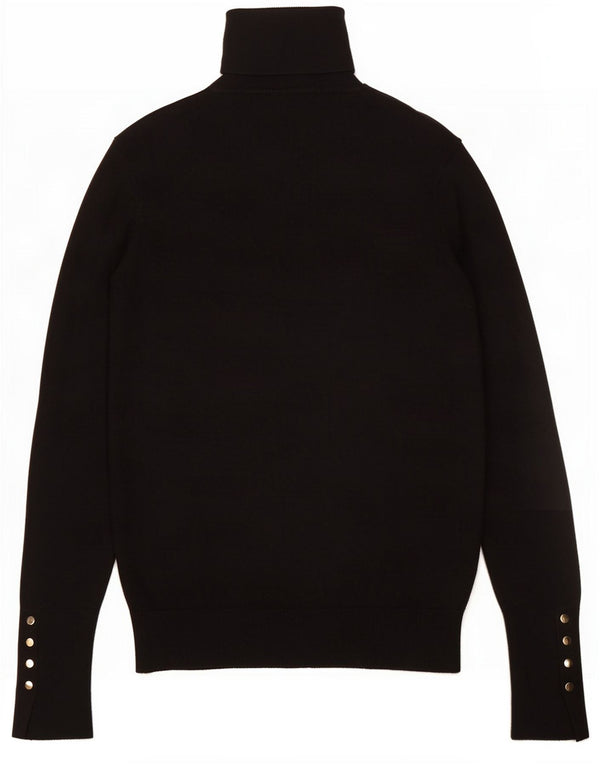 Zara Suéter feminino com gola redonda e gola alta Reino Unido 14 grande preto