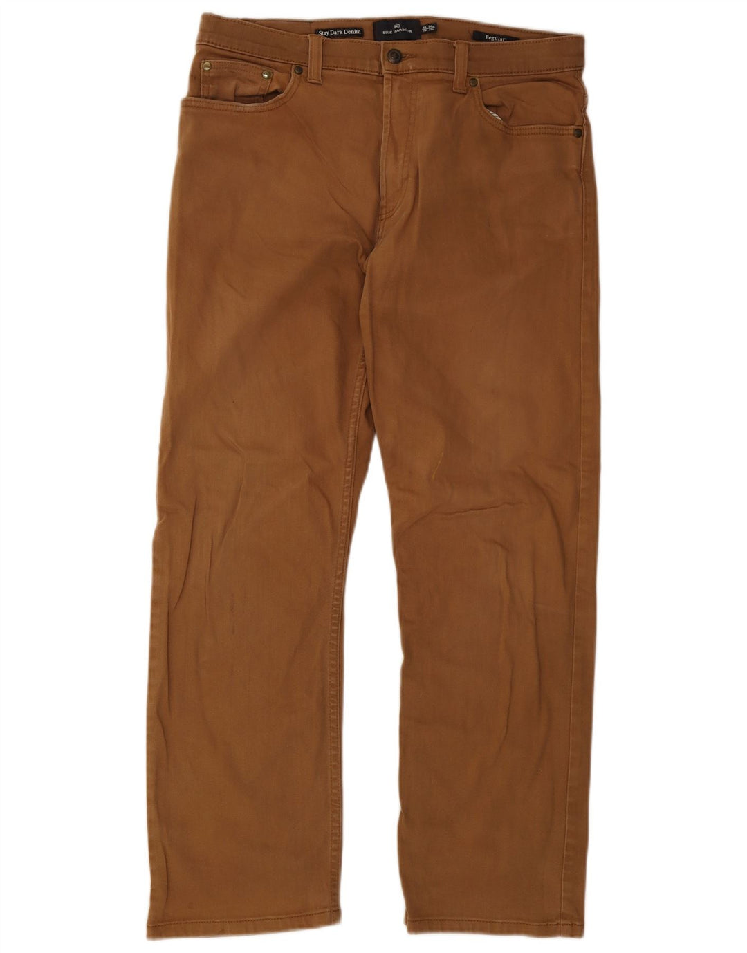 Calça jeans reta masculina Marks & Spencer Blue Harbor W34 L29 algodão marrom