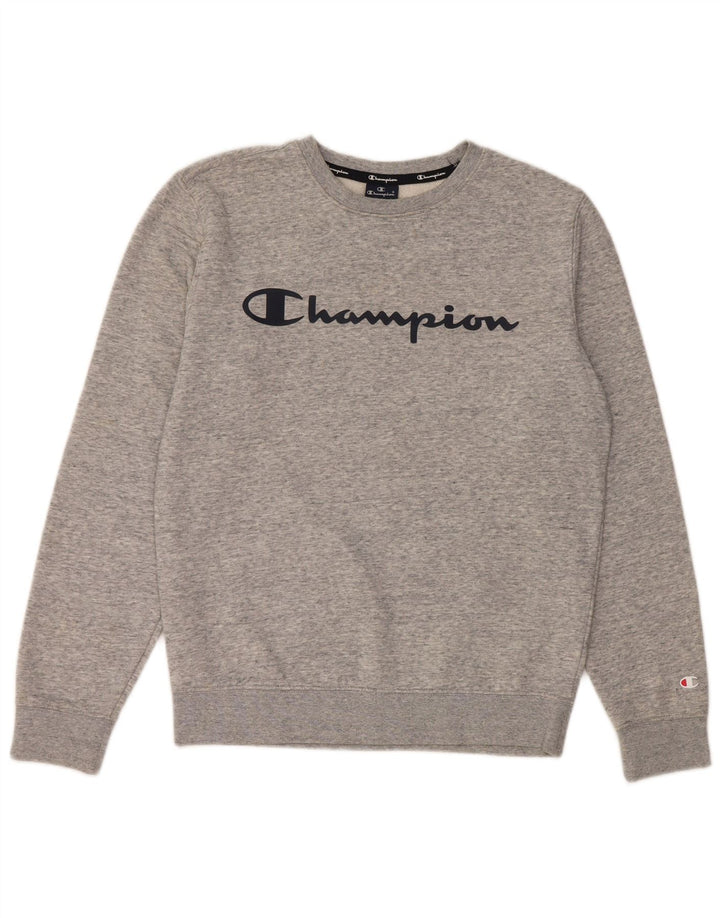 Champion moletom masculino gráfico jumper pequeno algodão manchado cinza