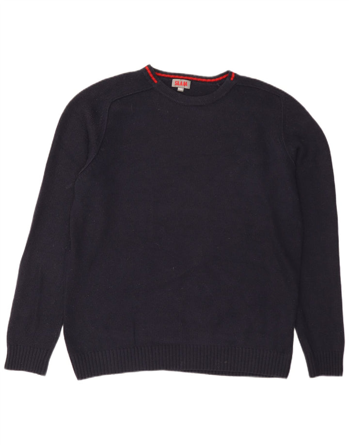 Suéter masculino Slam com gola canoa 2XL lã azul marinho