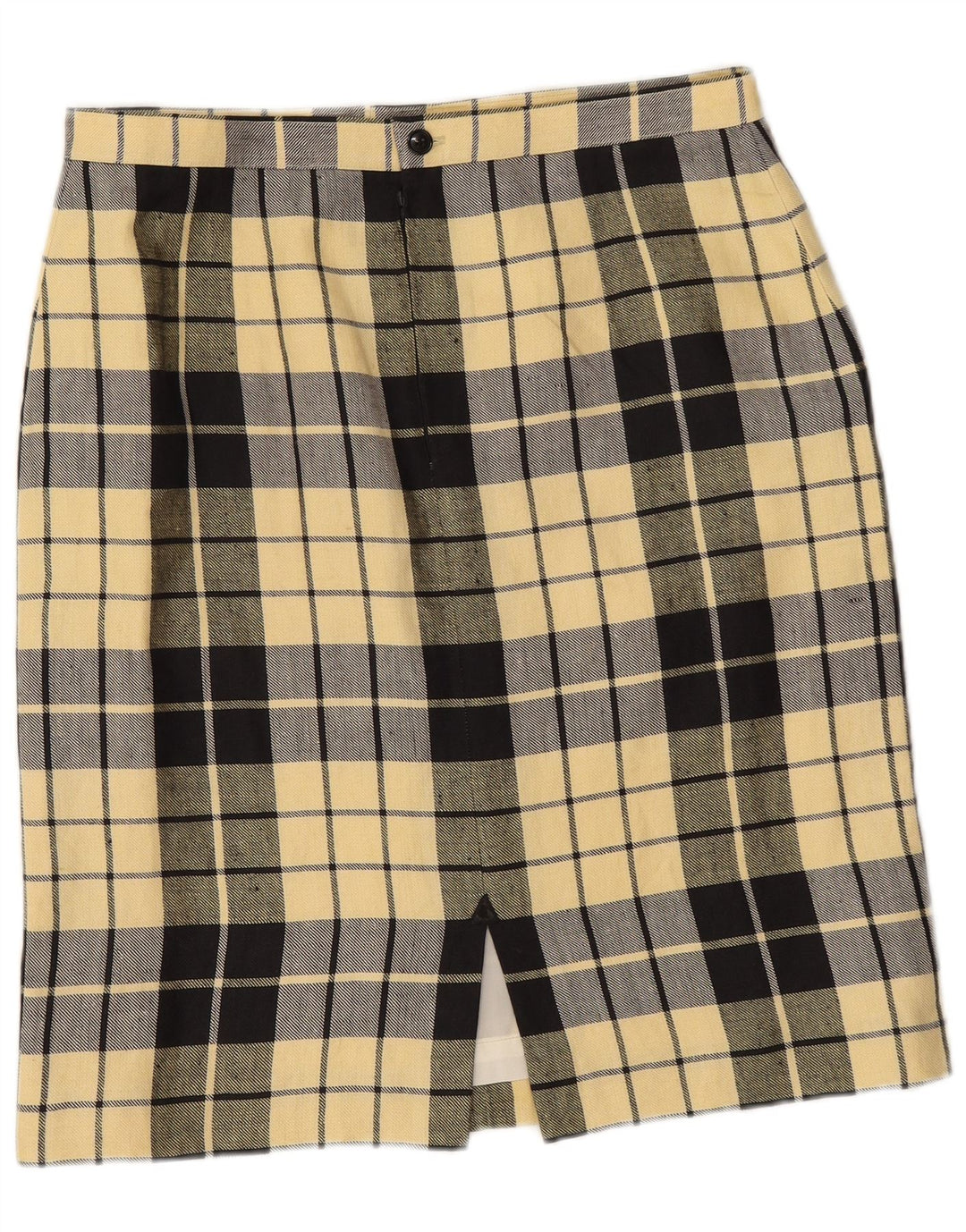 Saia lápis feminina vintage W33 grande xadrez amarelo