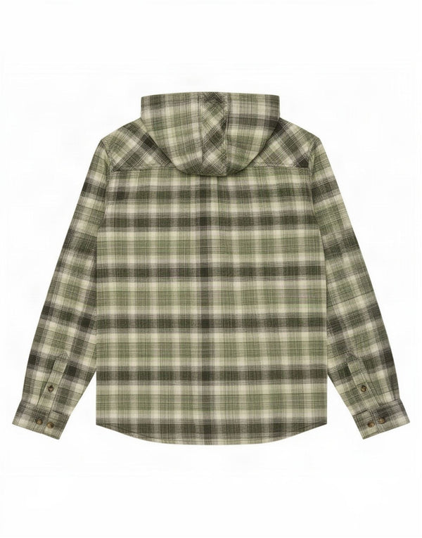 Camisa feminina de flanela com capuz Carhartt EUA 8/10 algodão xadrez verde médio