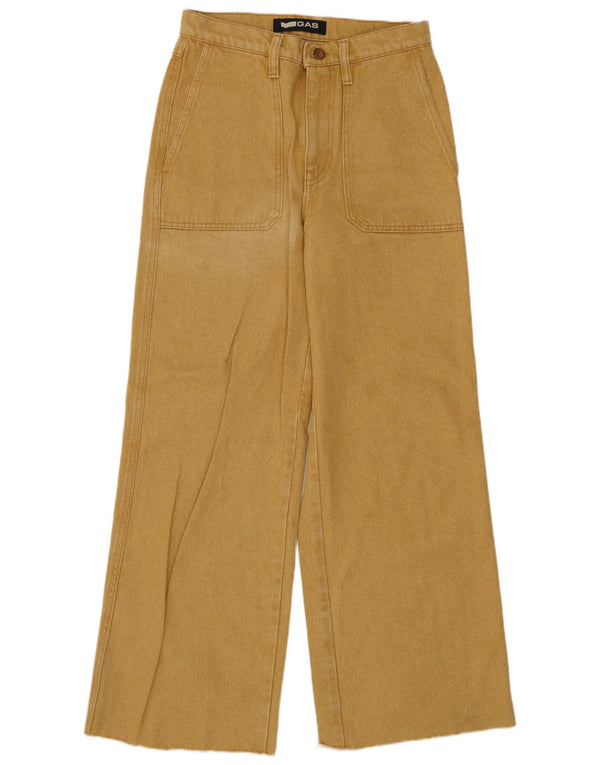 Gas Womens High Rise Wide Leg Jeans W27 L23 Algodão Amarelo