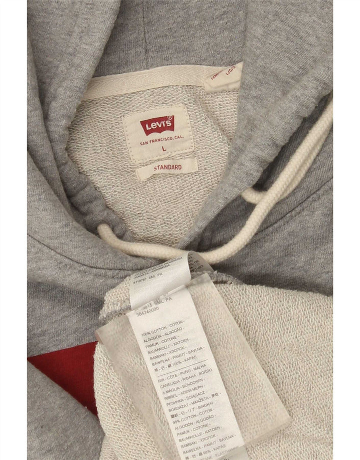 Suéter com capuz gráfico padrão masculino Levi's grande algodão cinza