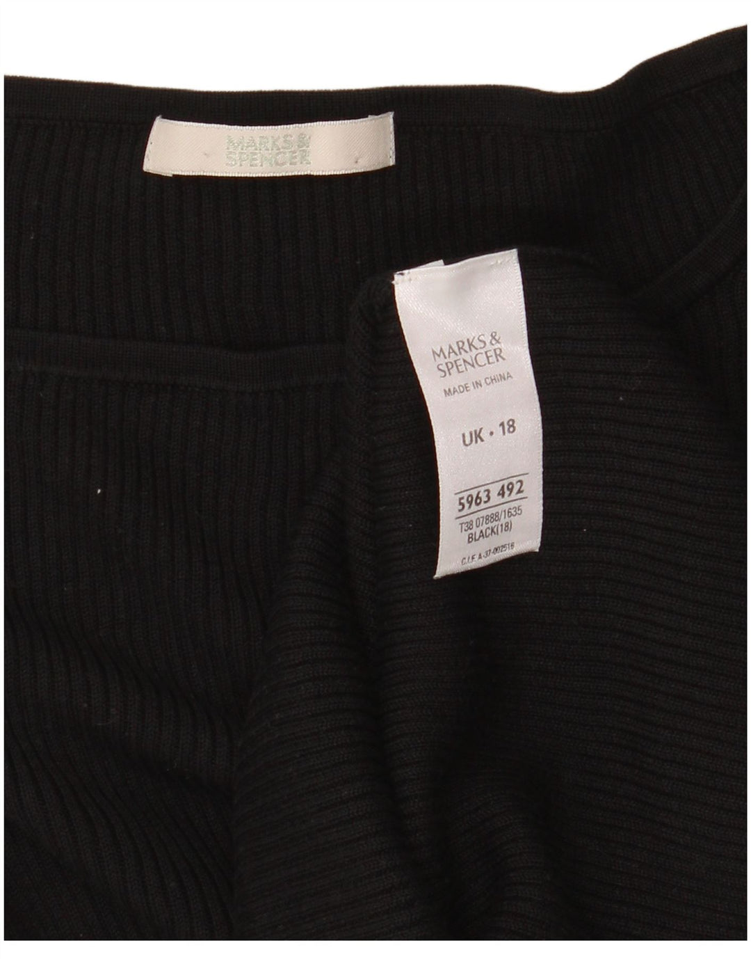 Top feminino Marks & Spencer manga 3/4 UK 18 XL seda preta
