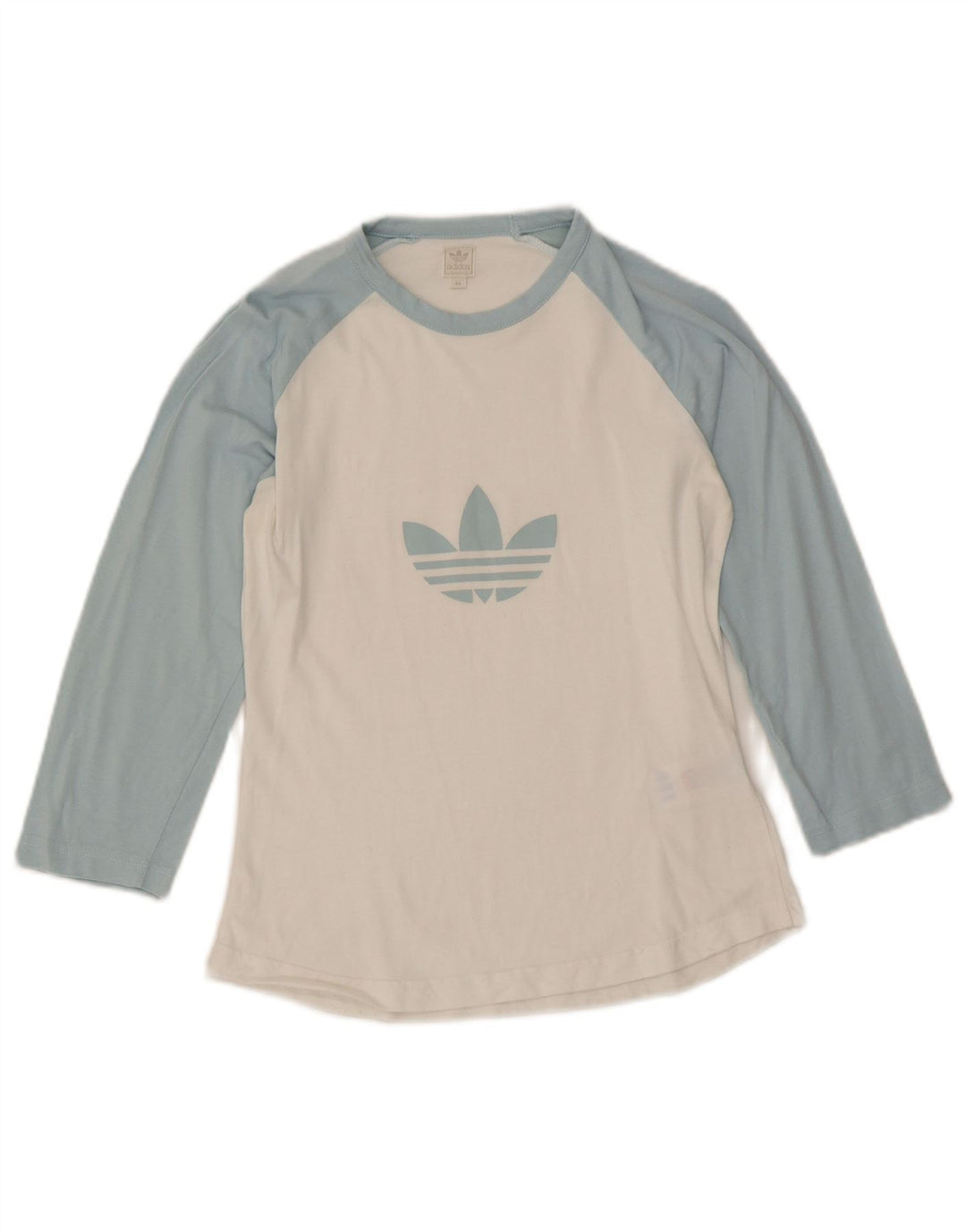 Adidas feminino gráfico top manga 3/4 IT 44 médio branco colorblock algodão