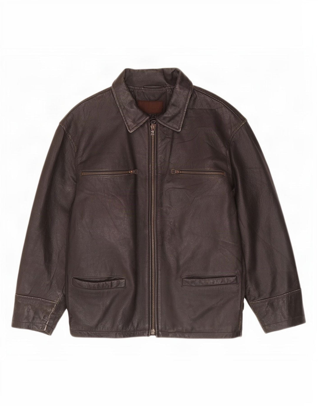Jaqueta de couro masculina Bomb Boogie UK 36 pequena marrom