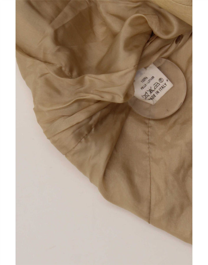 Jaqueta blazer feminina vintage de couro com 3 botões IT 44 couro bege médio