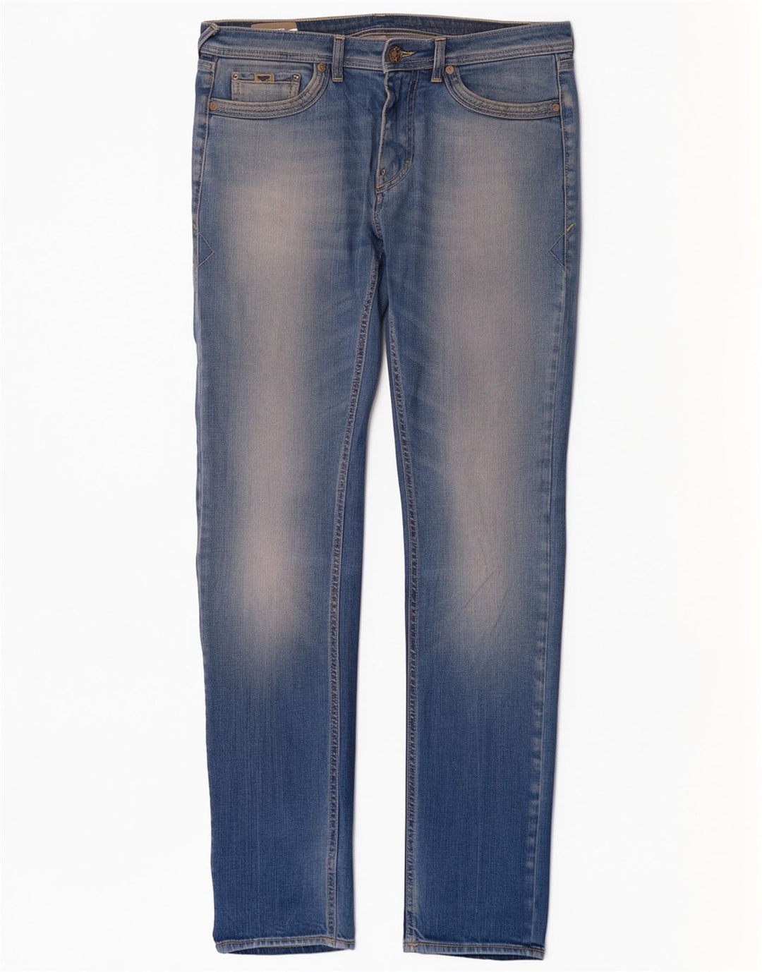 Gas Mens Slim Jeans W34 L34 Azul Algodão