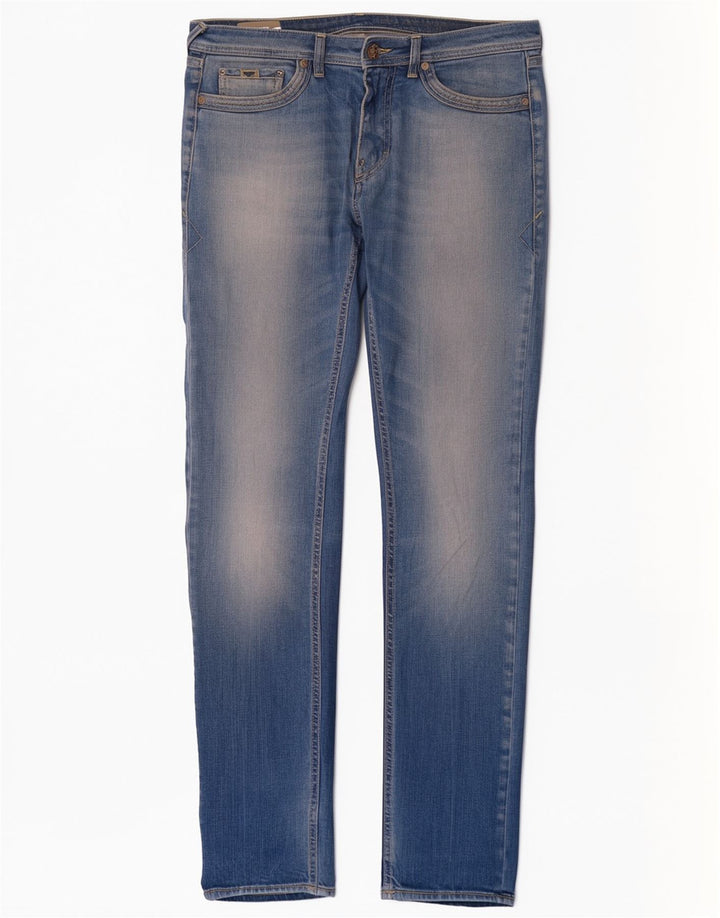 Gas Mens Slim Jeans W34 L34 Azul Algodão