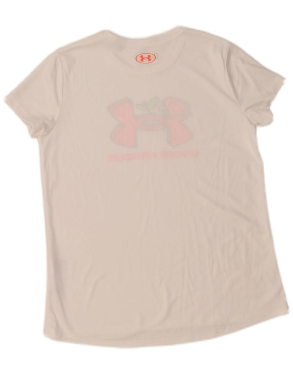 Camiseta gráfica Under Armour Girls 13-14 anos XL poliéster branco