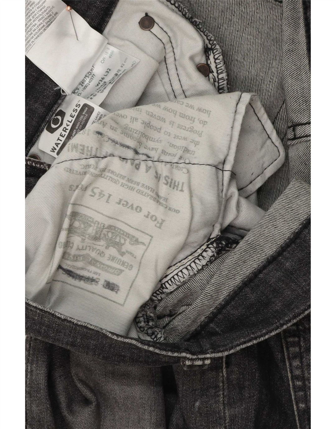 Levi's Mens Slim Jeans W36 L32 Cinza Algodão