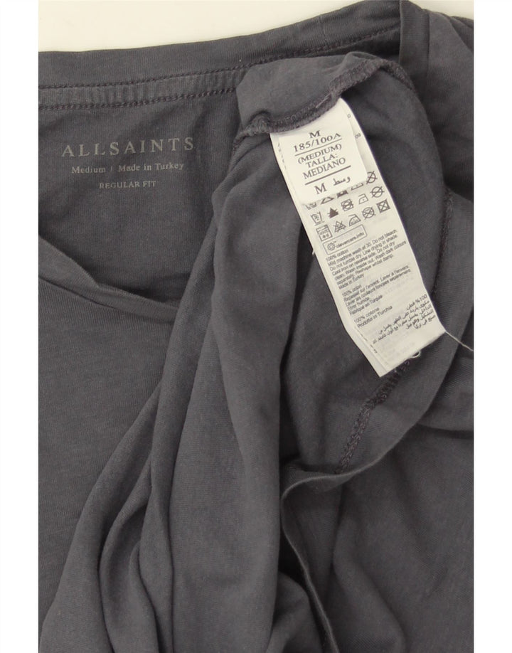 All Saints Mens Camiseta Regular Fit Top Algodão Cinza Médio