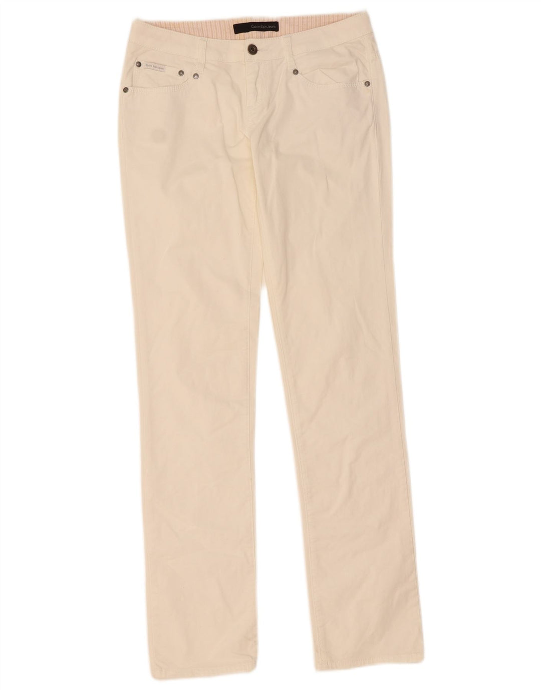 CALVIN KLEIN Calça feminina casual slim W28 L34 algodão branco