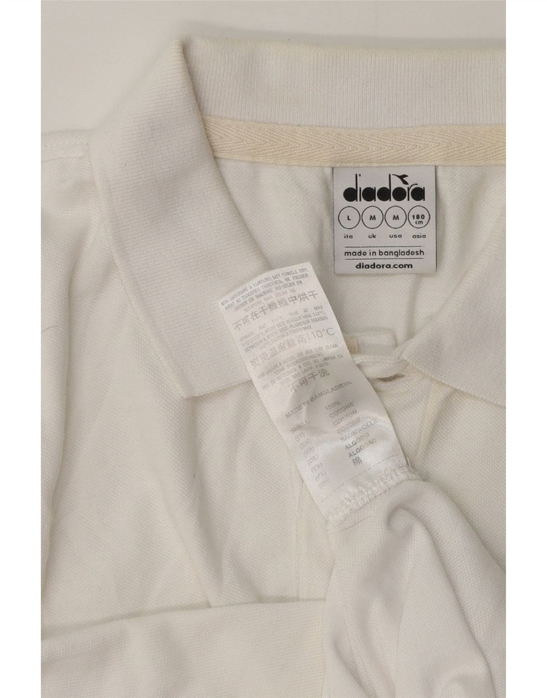 Camisa polo masculina Diadora médio algodão branco