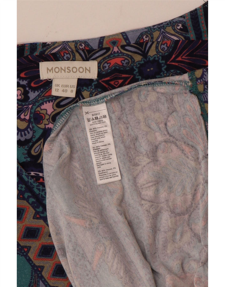 Vestido feminino MONSOON de manga comprida, tamanho UK 12, médio, multicolorido, paisley