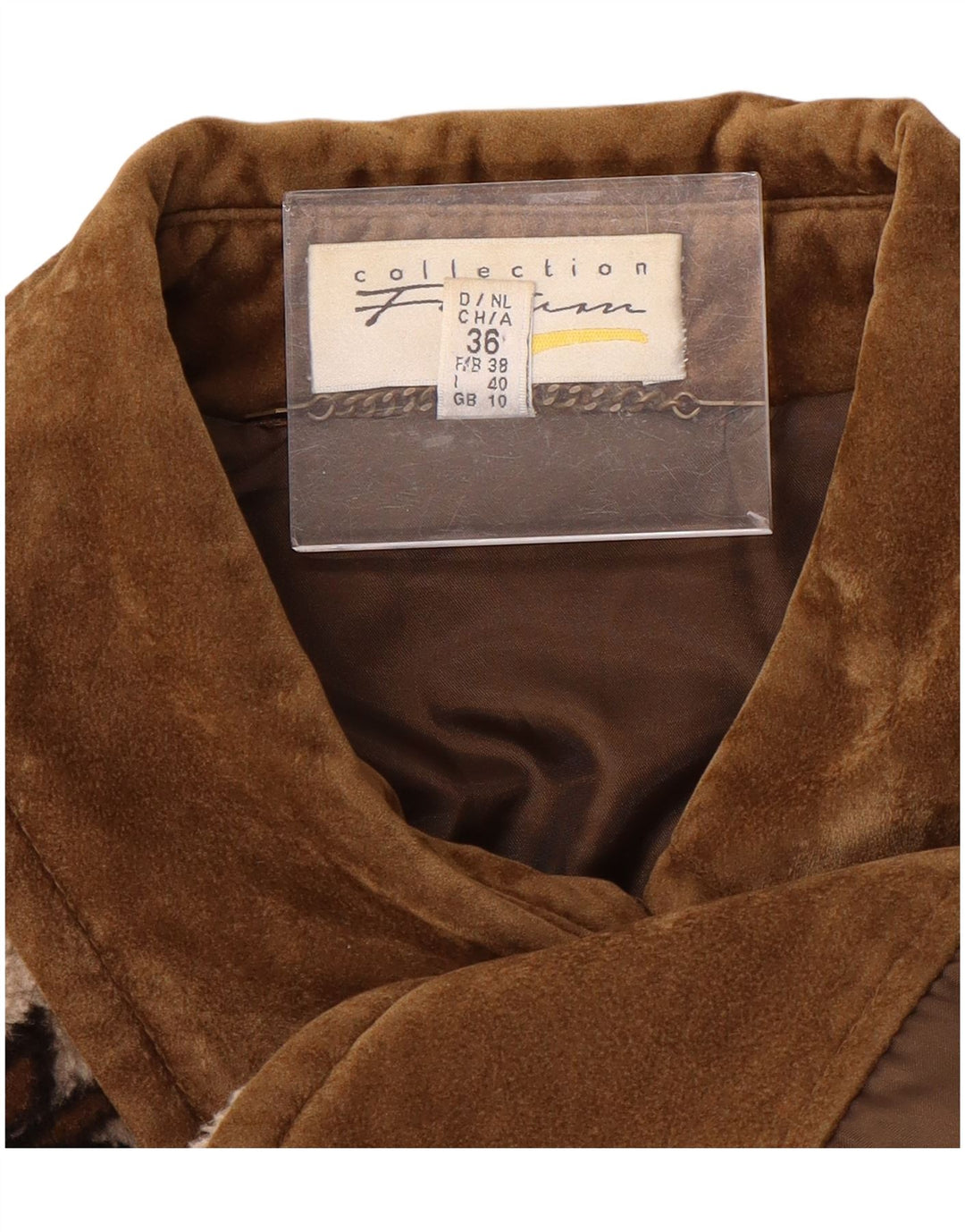 Casaco corta-vento feminino VINTAGE grande Reino Unido 10 pequeno bege Fair Isle