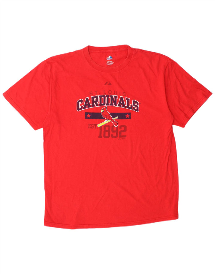 Camiseta masculina MAJESTIC St. Louis Cardinals com estampa gráfica grande de algodão vermelho