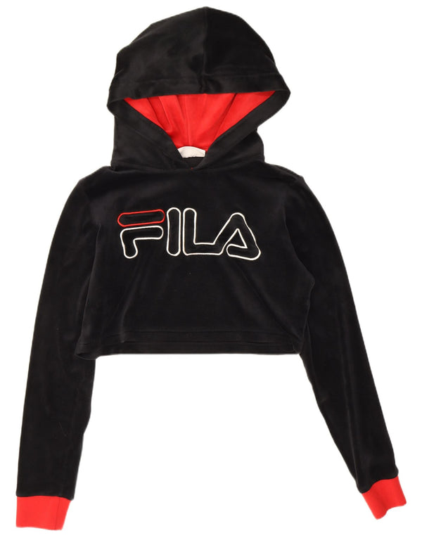 Suéter com capuz feminino Fila Crop Graphic UK 10 pequeno bloco colorido preto