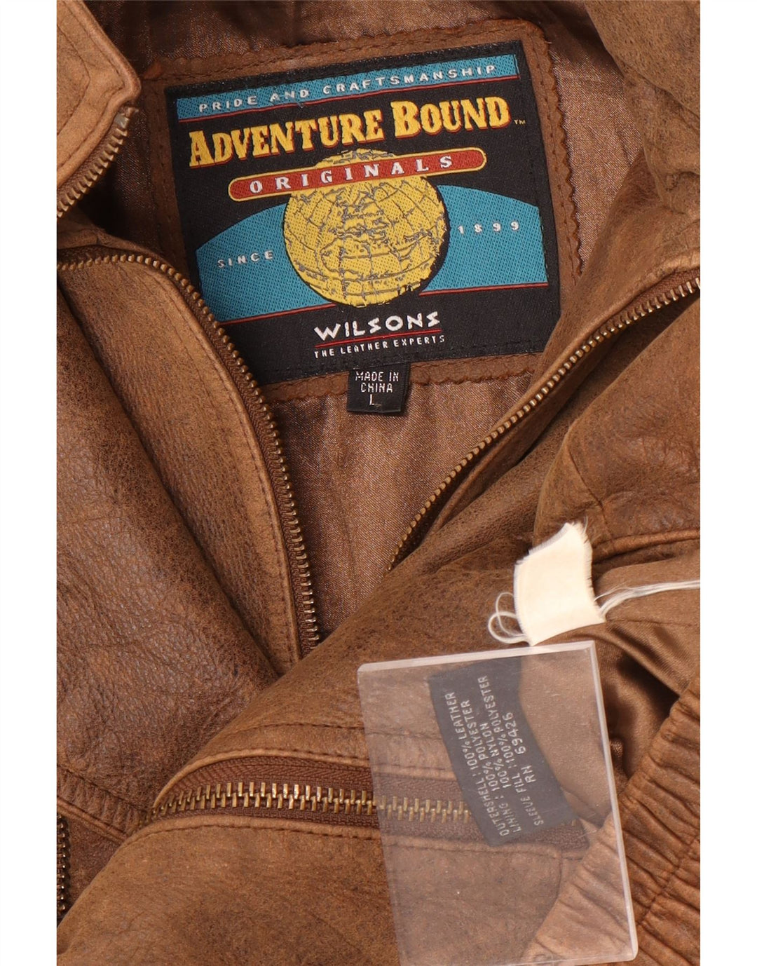 Jaqueta de couro masculina Wilsons UK 40 grande couro marrom
