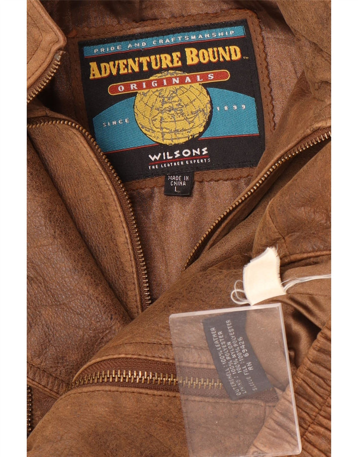 Jaqueta de couro masculina Wilsons UK 40 grande couro marrom