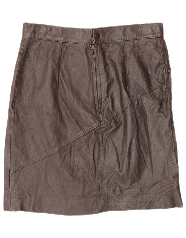 Mini saia de couro vintage feminina IT 46 grande W28 couro marrom