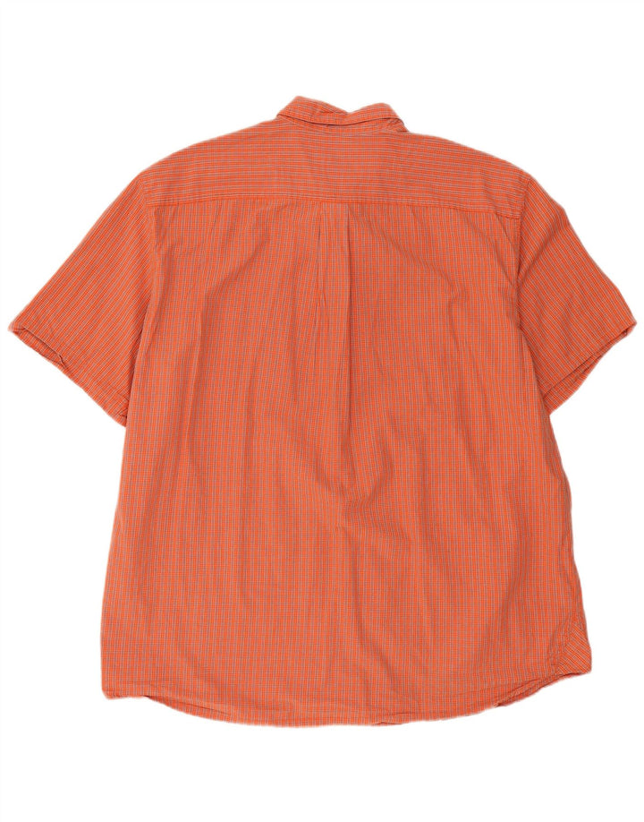 EDDIE BAUER Camisa masculina de manga curta XL laranja xadrez algodão