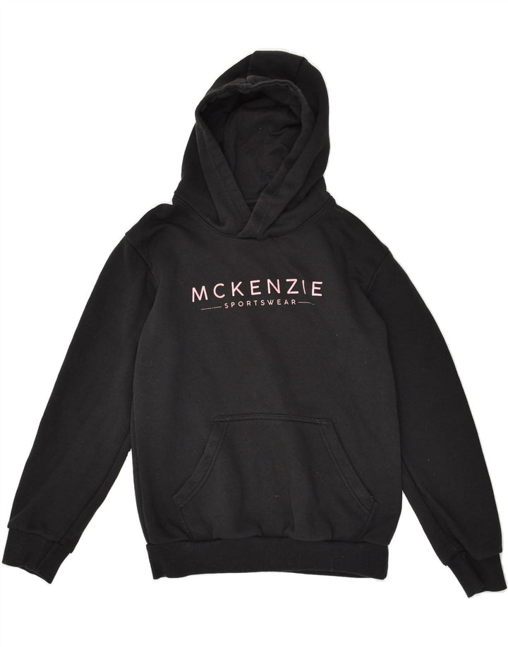 MCKENZIE Boys Graphic Hoodie Jumper 13-14 Years Black Cotton Vintage Mckenzie and Second-Hand Mckenzie from Messina Hembry 