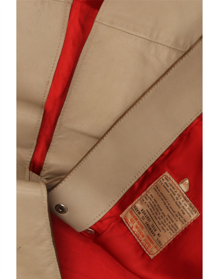 Colete de couro feminino vintage IT 38 XS bege