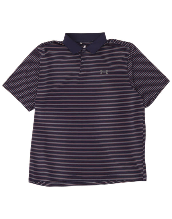 Camisa polo masculina Under Armour grande poliéster listrado azul marinho