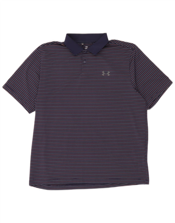 Camisa polo masculina Under Armour grande poliéster listrado azul marinho