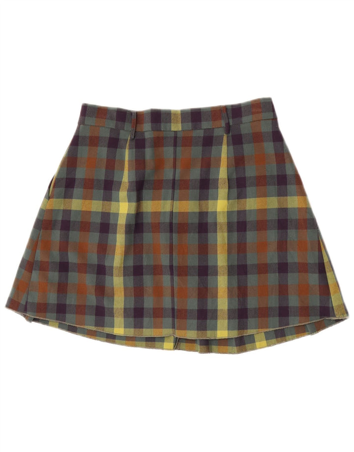Minissaia feminina Rinascimento plissada média W30 guingão multicolorido