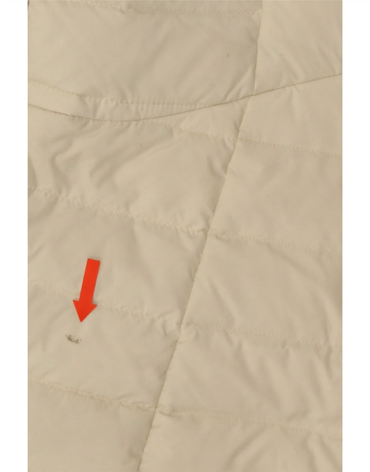 Casaco acolchoado com capuz feminino VINTAGE UK 14 poliéster branco médio
