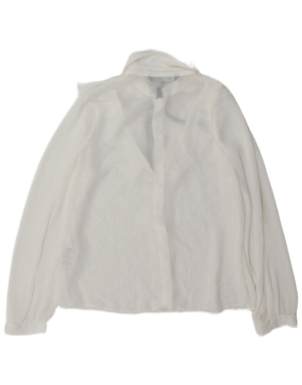 Blusa feminina Zara com babados na frente e grande tamanho UK 6 XS poliéster branco
