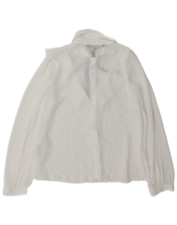 Blusa feminina Zara com babados na frente e grande tamanho UK 6 XS poliéster branco