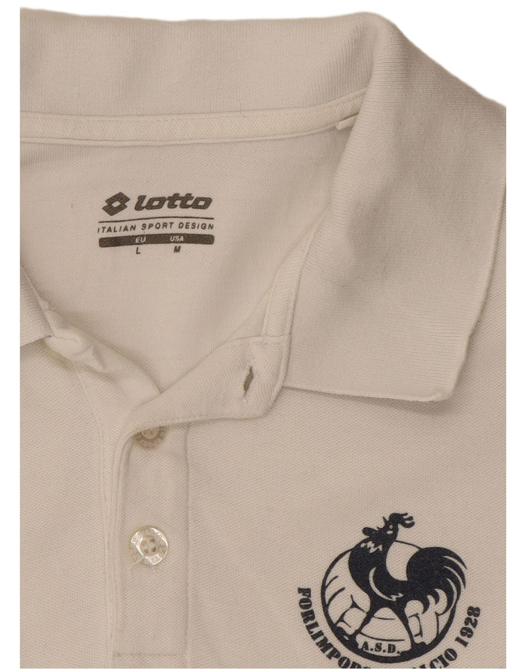 Camisa polo masculina gráfica Lotto médio branco
