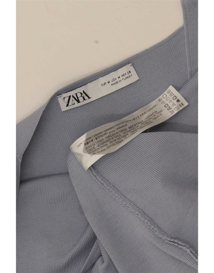 Vestido feminino sem mangas Zara UK 12 poliéster azul médio