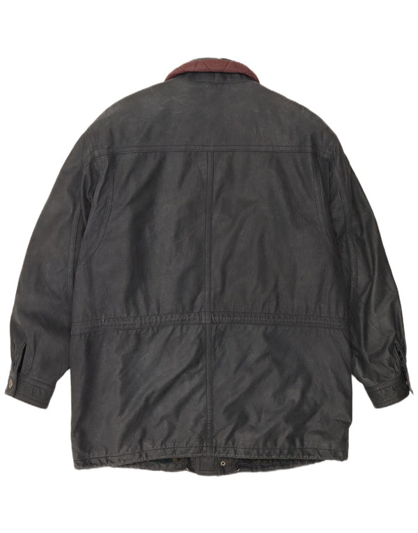 Jaqueta de couro masculina vintage IT 50 grande cinza