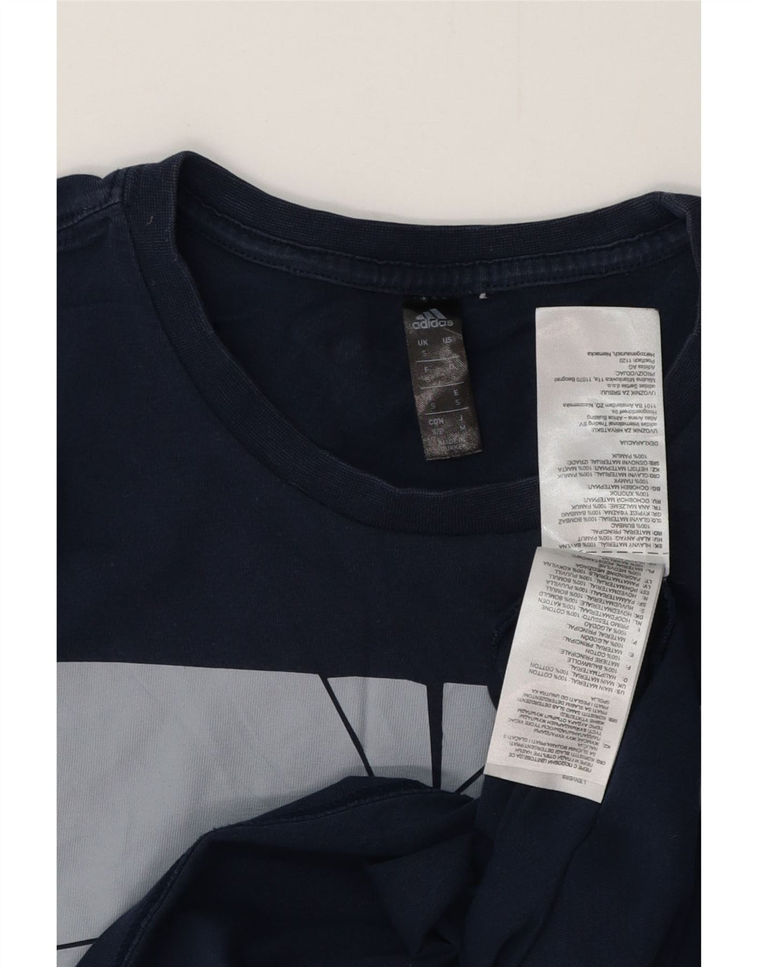 ADIDAS Mens Graphic T-Shirt Top Pequeno Algodão Azul Marinho